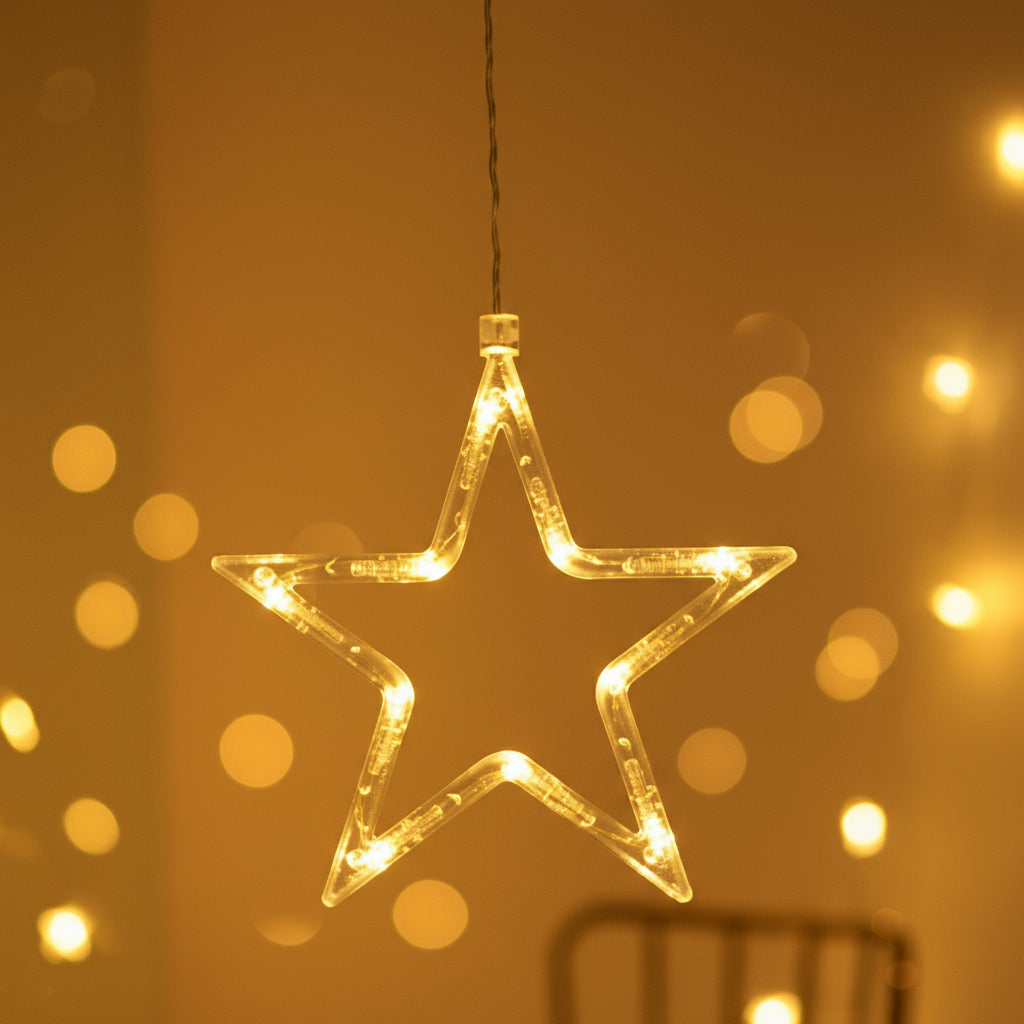 Star String Lights LED Christmas Curtain Lights Indoor Bedroom Home Party Decoration Snowman Christmas Tree Holiday Lights